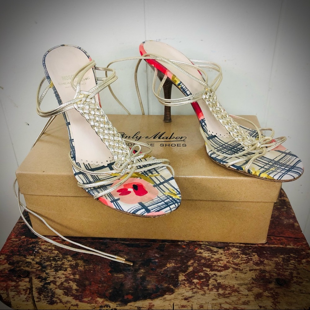 Love Moschino lace up wood heel sandal heels 8